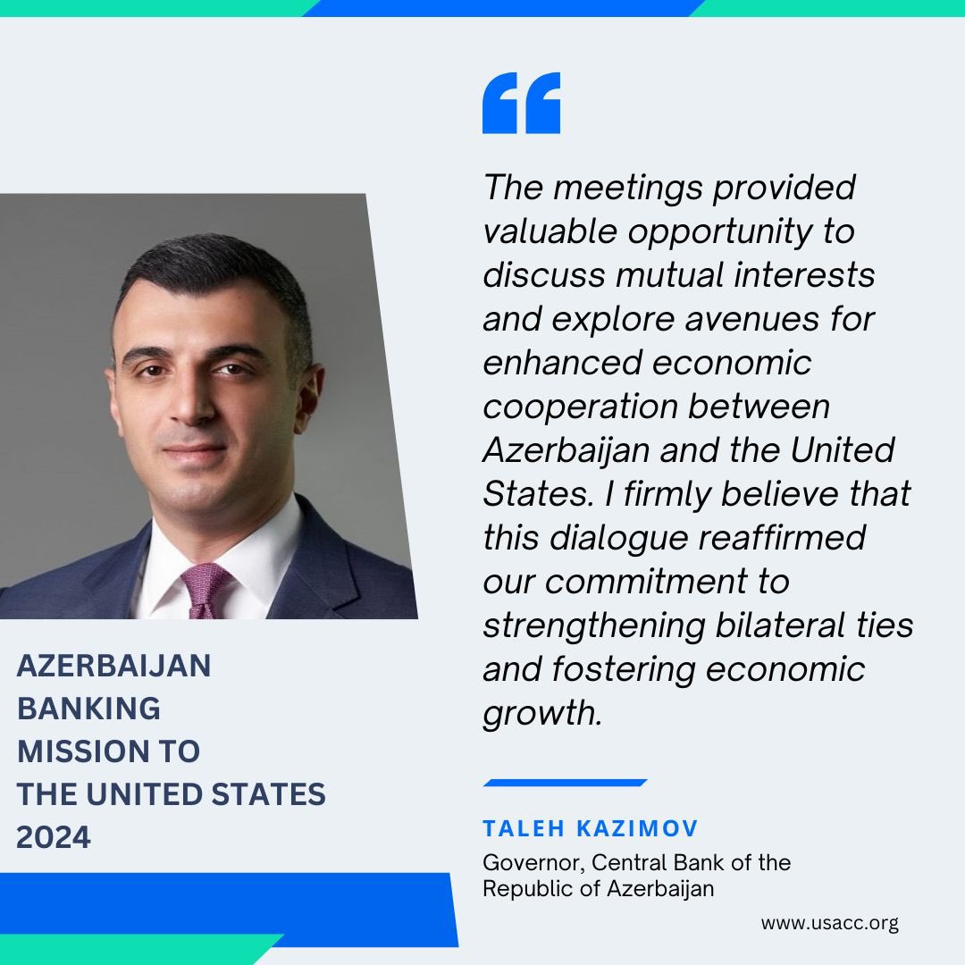 Executives from Azerbaijani banks made a historic visit to the US from April 22-24, 2024, discussing trade and financial ties. Facilitated by USACC and the Azerbaijan Banks Association, this event aims to strengthen US-Azerbaijan commerce. More details: usacc.org/press-releases…