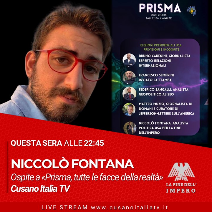 #SEGUICI Niccolò Fontana, ospite al programma di Silvia Roberto, 'Prisma, tutte le facce della realtà'. 

ORE 22.45, si parlerà di Elezioni Presidenziali americane

Streaming: cusanoitaliatv.it | X:
@CusanoTv 

#Prisma #CusanoItaliaTV #SilviaRoberto #NicFontana