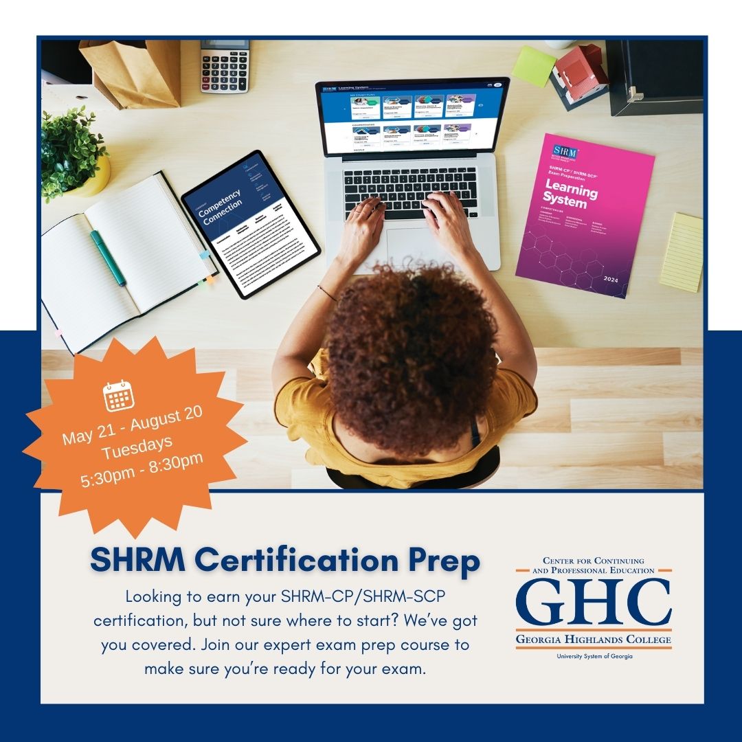 Prepare for your SHRM-CP/SHRM-SCP certification with the Center for Continuing and Professional Education at GHC! Dates: May 21 - August 20 Times: 5:30 PM - 8:30 PM ow.ly/nl4650RuNGR See more offerings at facebook.com/ghcconted and instagram.com/ghccontinuinged