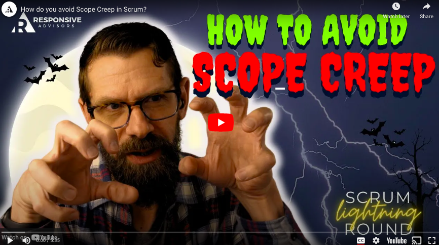 How Do You Avoid Scope Creep in Scrum? The answer may surprise you! Find out in this new vlog by PSTs Jason Malmstadt, Greg Crown and Robb Pieper! @jasonmalmstadt @gcrownroyal @robbpieper @respondtochange #Scrum #Agile #ScopeCreep ow.ly/q3iw50Rw7Vy