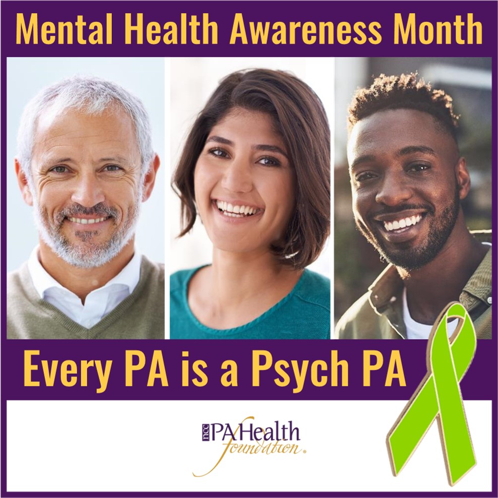 #CertifiedPAs & #PAStudents - no matter your practice area - you make an impact by screening, managing, and when needed, referring patients for #MentalHealth care.  
#EveryPAIsAPsychPA #NoHealthWithoutMentalHealth #MHAM #PAsForMentalHealth #MentalHealthisHealth #PAsDoThat