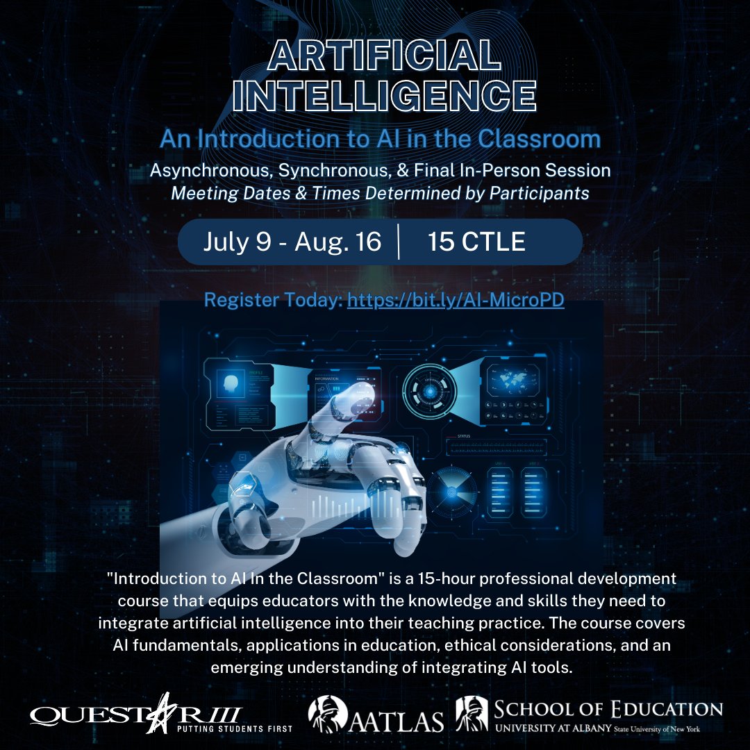Summer 2024 MicroPD: An Introduction to AI in the Classroom. Space is limited. Registration Required: bit.ly/AI-MicroPD