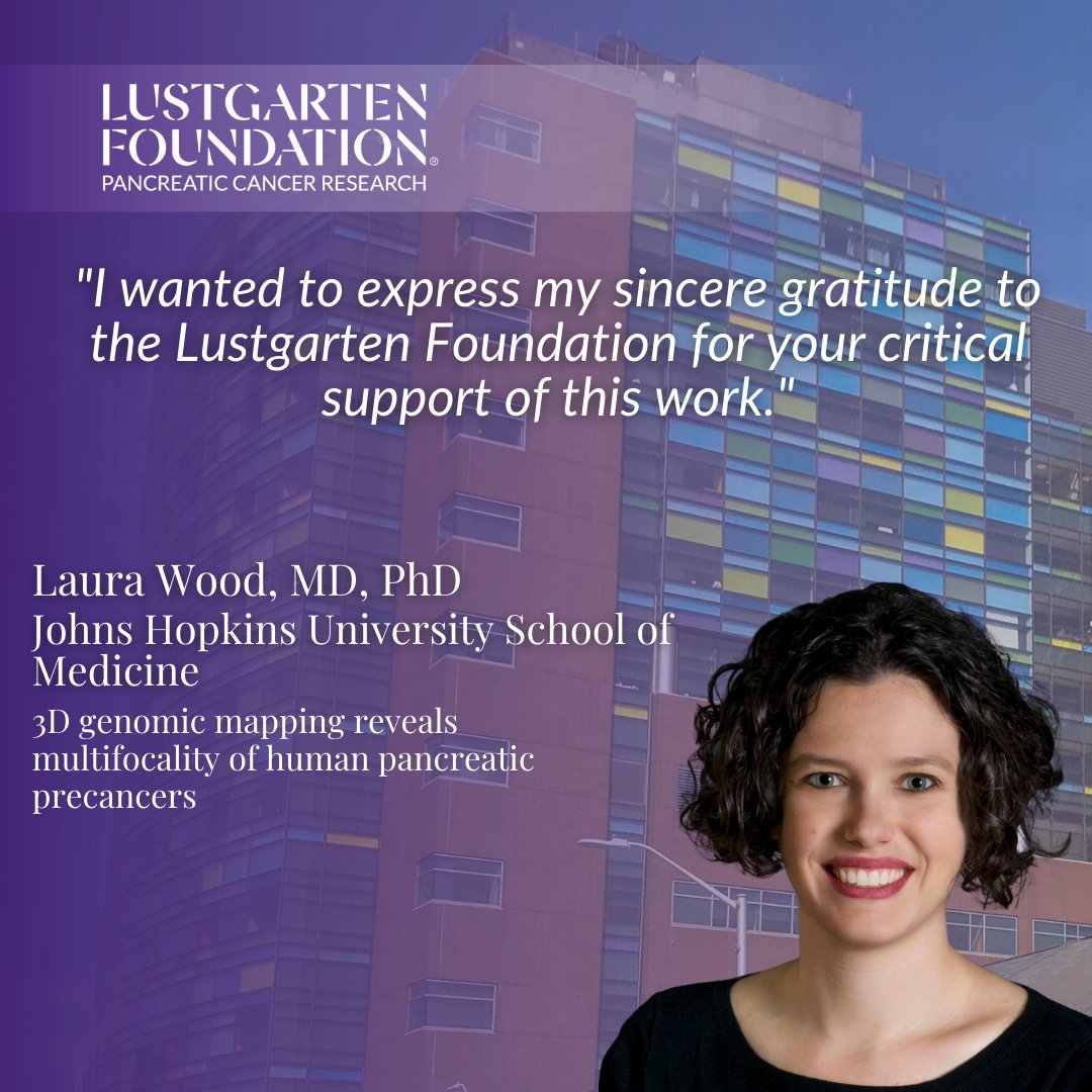Lustgarten-funded researchers are stretching the boundaries of science to produce real results for #pancreaticcancer patients! 🙌 2022 grant recipient, Laura Wood, MD, PhD, @hopkinskimmel, was published in @Nature. Check it out💜#ResearchIsFundamental lfdn.org/4bjvwkD