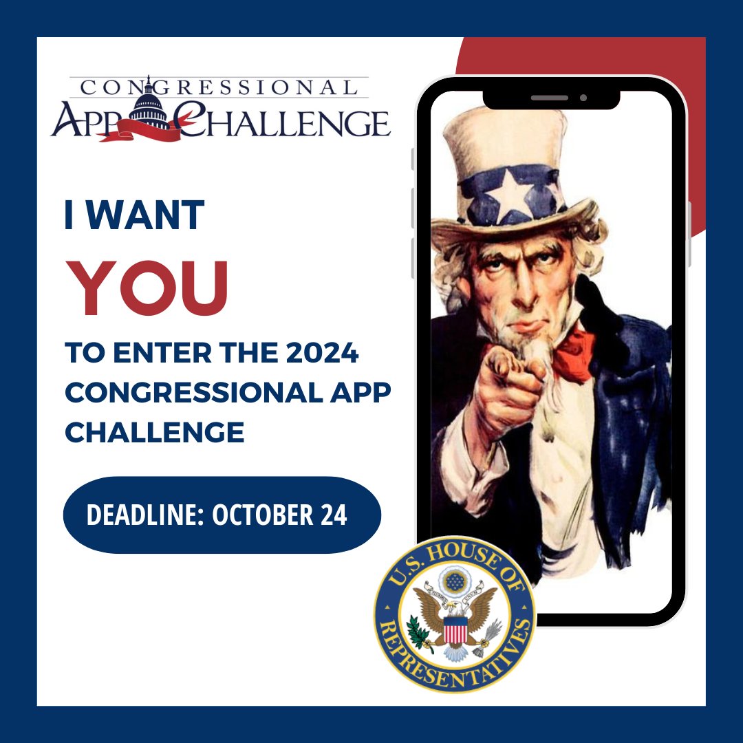 Attention all #AR3 middle and high school students! Do you like coding, innovation, or computer science? Show off your #STEM skills by signing up for the 2024 Congressional App Challenge! The deadline is October 24. Learn more about @CongressionalAC: bit.ly/2lAbEGk