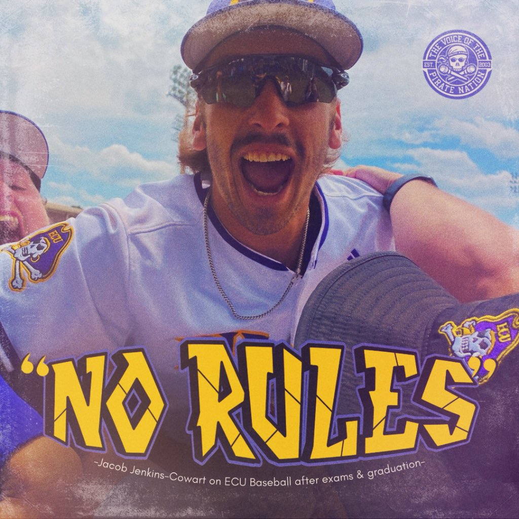 🏴‍☠️⚾️ “No Rules.” - @JenkinsCowart on ECU Baseball after exams & graduation. #ECU24