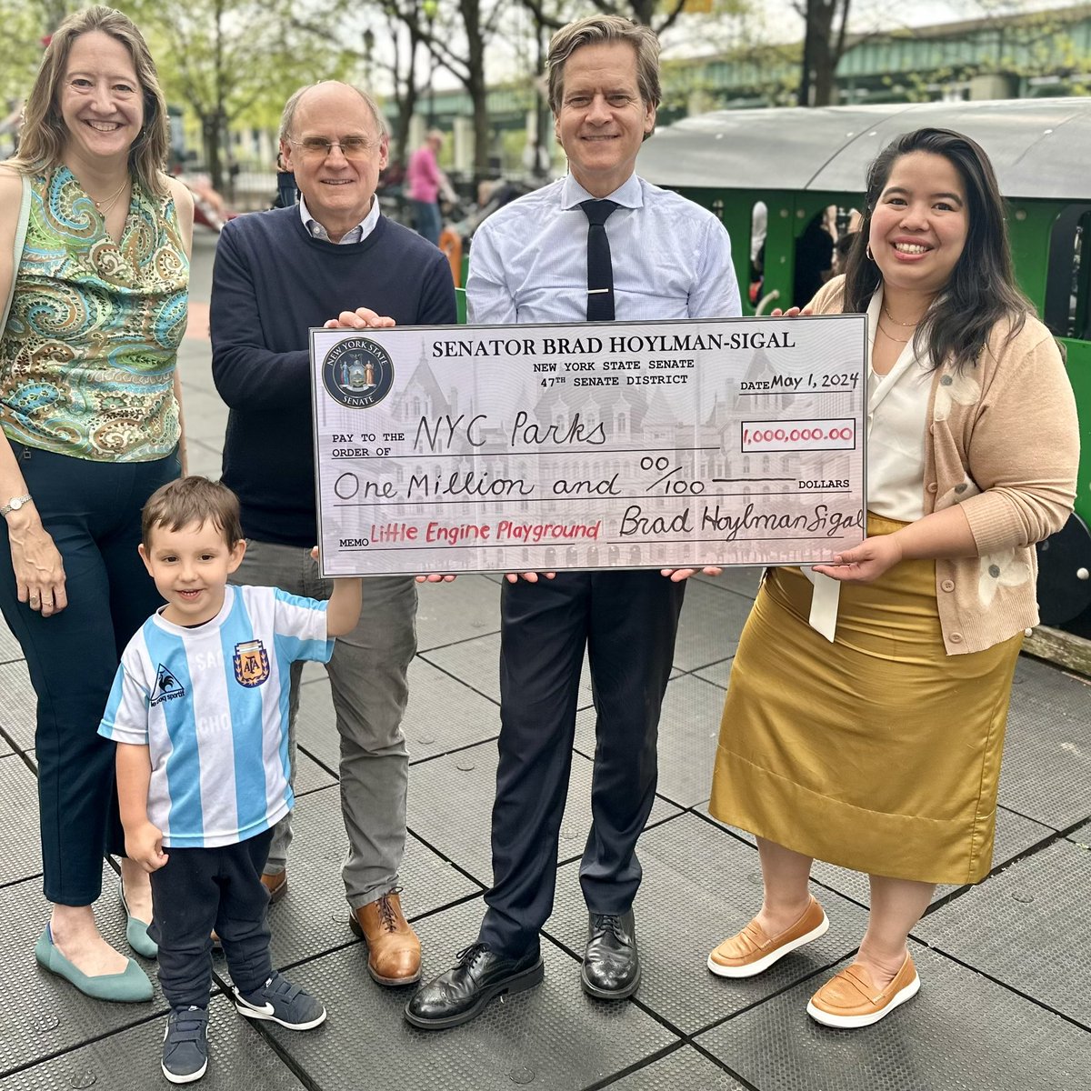 Recently, I presented a $1 million state grant to the beloved Little Engine Playground, which has delighted train-obsessed tykes on the Upper West Side for decades, and will make the park more accessible and safer for children for years to come.