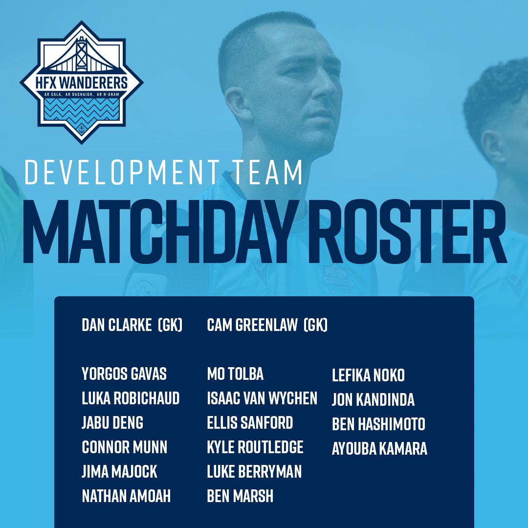 ⚓️ Today’s roster for our Development Team match vs. @hcusoccer Men’s Premiership ⬇️⬇️⬇️ #TogetherFromAways #COYW