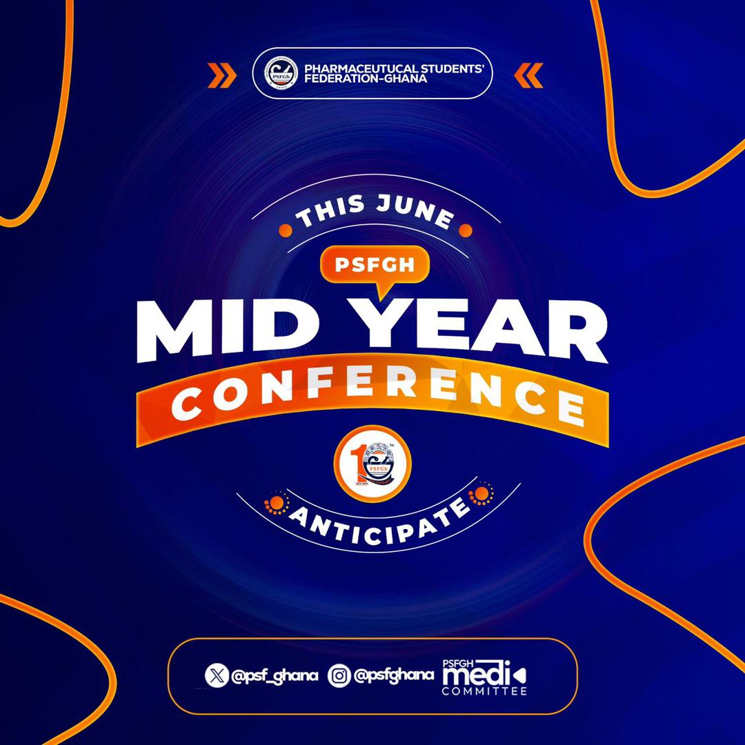 This JUNE😱!!! *THE PSFGH MID YEAR CONFERENCE*✍️ Get ready as the Pharmaceutical Students’ Federation Ghana brings to you *PSFGh Mid-Year Conference,* an epic gathering of pharmacy students here in Ghana!🇬🇭 🐜icipate #PSFGhMidYearConference24 *POWERED BY PSFGH MEDIA COMMITTEE*📸