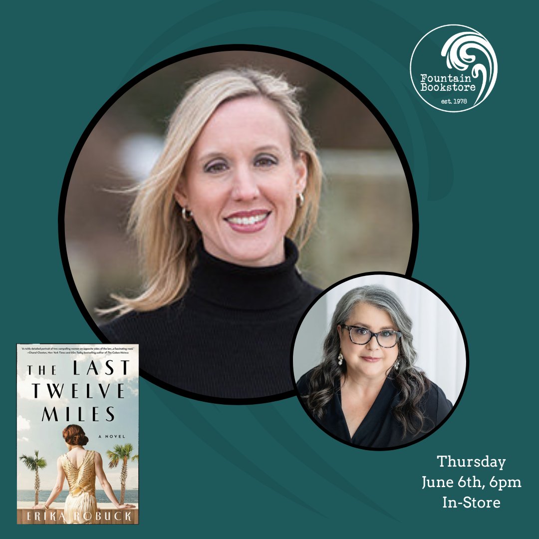Another one for our Historical Fiction fans! Erika will be in conversation with Bethanne Patrick at the store. #indiebookstore #historicalfiction #authorevent #thingstodorva #thelasttwelvemiles #erikarobuck fountainbookstore.com/events/37332