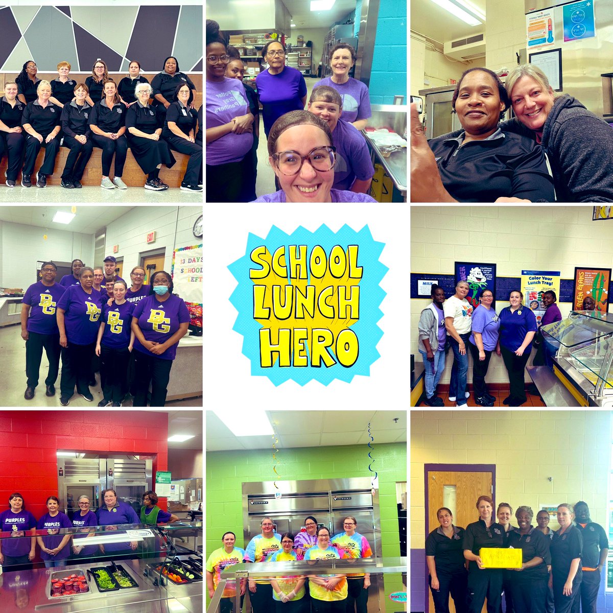 Happy Lunch Hero Day to our beautiful and amazing teams. We love and appreciate you all! @BGHSPurplesNews @BGJHS @McNeillAdmirals @PotterGrayPride @T_C_Cherry @PBC_Elementary @dishmanmcginnis @TerangaAcademy @SchoolLunch