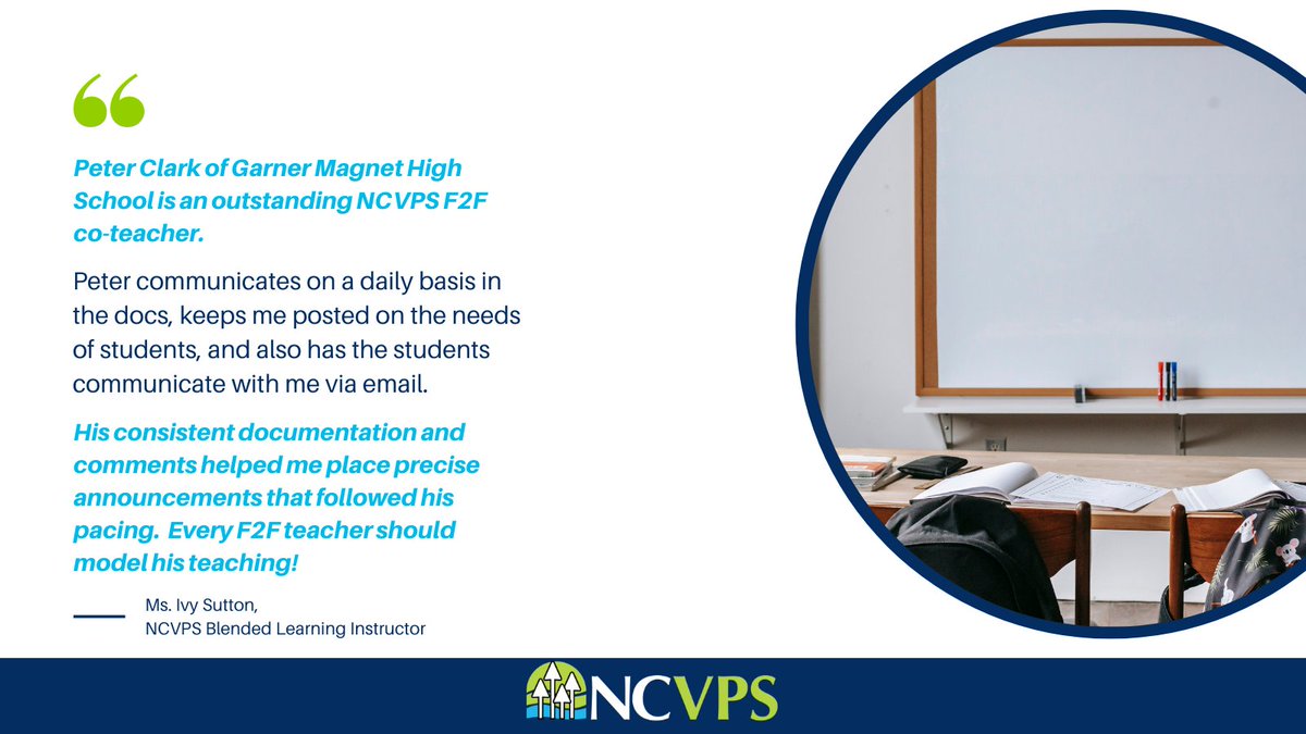 The strong relationship built between teachers in our co-teaching courses provides additional layers of instruction and support for students! #WeAreNCVPS #OnlineLearning #VirtualLearning #NorthCarolina #MiddleSchool #HighSchool #NCVPS