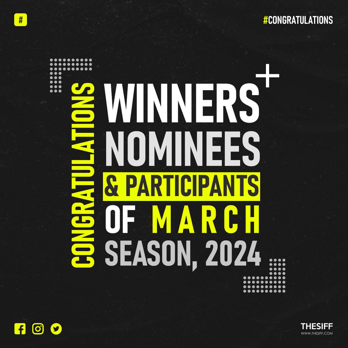 'SIFF' congratulates all the participants and winners of the MARCH, 2024 season. Thank you and keep on supporting us. #congratulations #winners #outstandingachievement #nominee #filmfreeway #indiefilm #supportindiefilm #siff #SIFF2024 @Filmfreeway