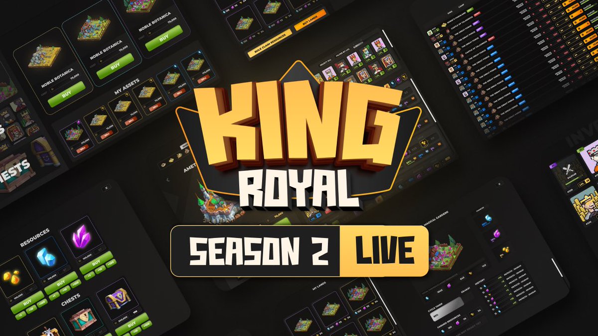 KING Royal Season 2 public beta soft launch has gone live just now. 

play.kingroyal.io

Magical gardens, resources and chests are exclusively purchasable in $ROYAL.

Have a good playing.