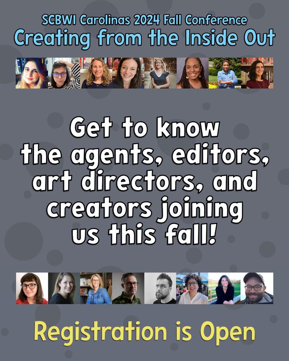 Get to know the agents, editors, art directors and creators joining us this fall! scbwi.org/events/carolin…
