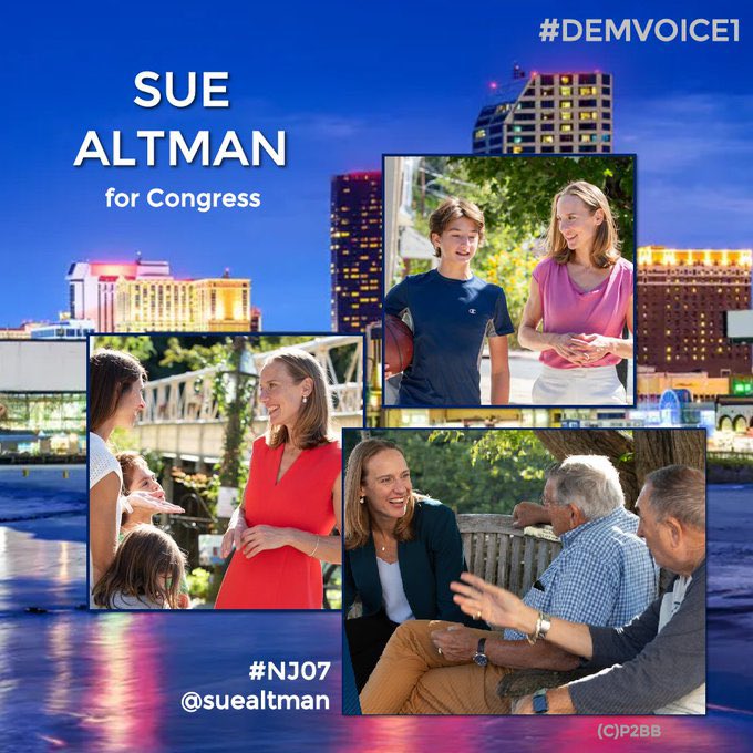 Sue Altman, a former teacher, basketball coach and proud daughter of #NJ07, is not afraid to fight for NJ schools & students. While Kean is an empty GOP suit pushing extremism, @suealtman is ready to show up, listen, and put in the work. Flip District 7 from 🔴➡️🔵 #DemVoice1