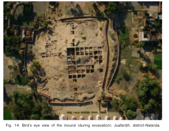The earliest NBPW site is at Juafardih, a small site 3 km to the west of Nalanda. The find was dated to 1200 BCE. The proximity to an ancient seat of learning is highly illuminating - implying a center of technical innovation in antiquity.