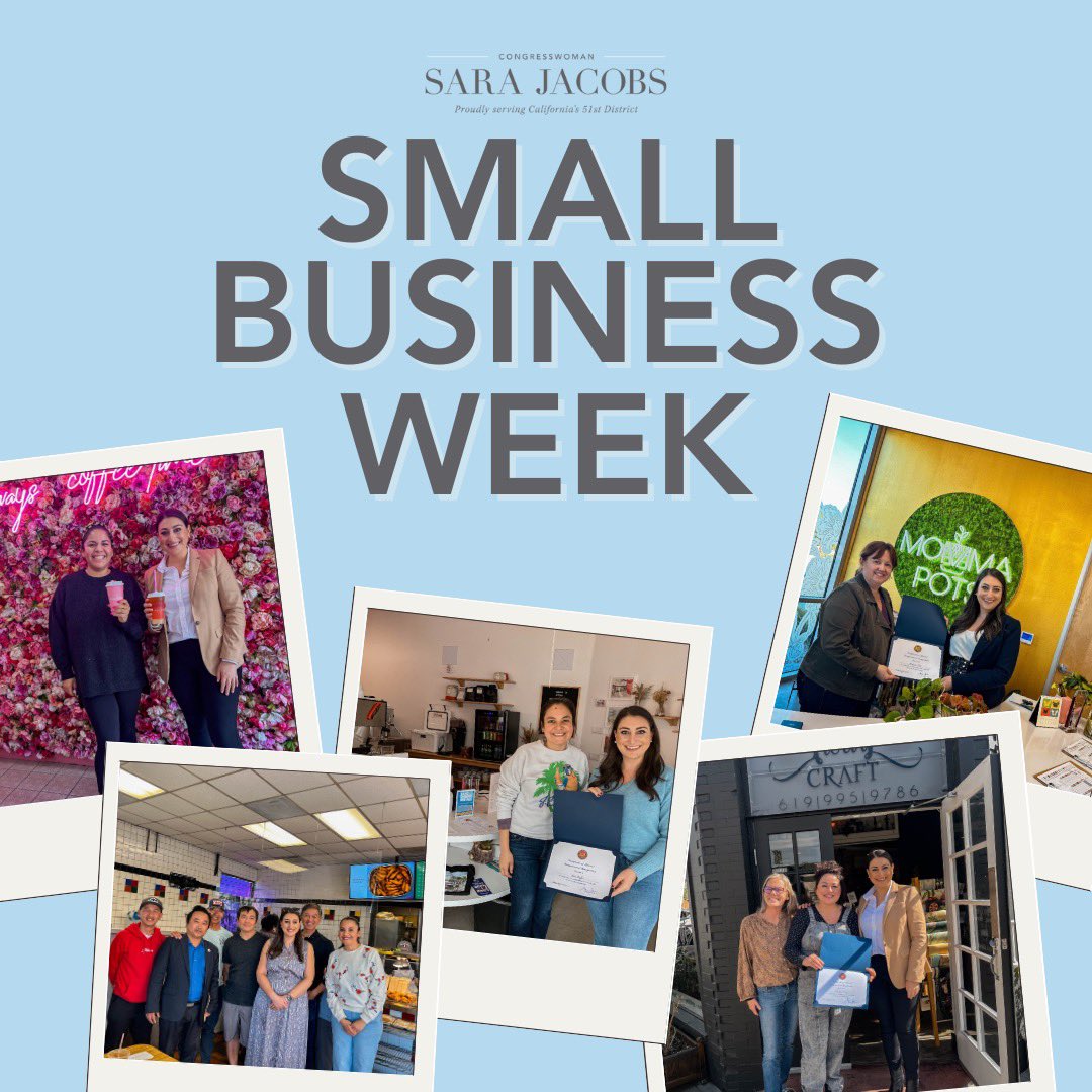 I love supporting San Diego's small businesses that make our community so vibrant. This National Small Business Week, I'm recommitting to supporting and fighting for our small businesses so our beloved neighborhood spots can thrive.