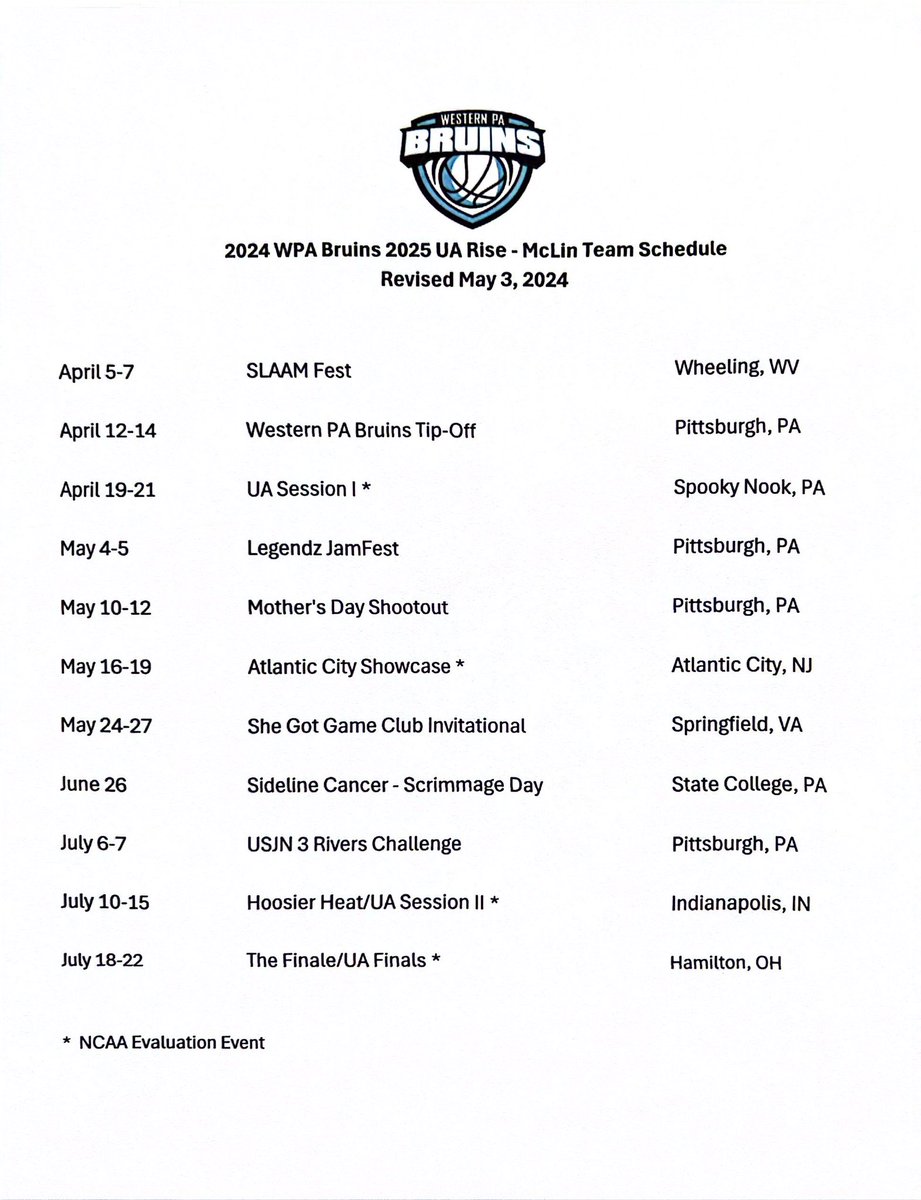 SCHEDULE CHANGES‼️
We have some changes to our upcoming schedule! Coaches, come check us out!