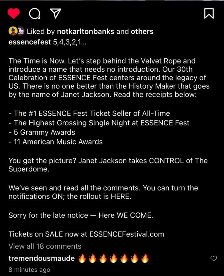Oh lawdddddd Janet headlining Essence Fest!!!
