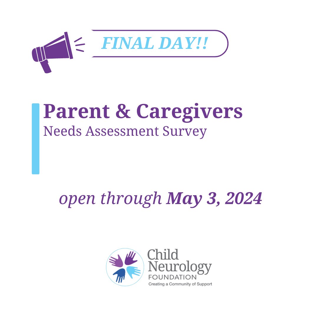Our CNF Needs Assessment Survey closes TODAY!‼️ Have you taken it yet? If you're a caregiver, take the survey here: surveymonkey.com/r/Parents-24 If you've taken it already, share with a friend! #childneurology #needsassessment #caregivers