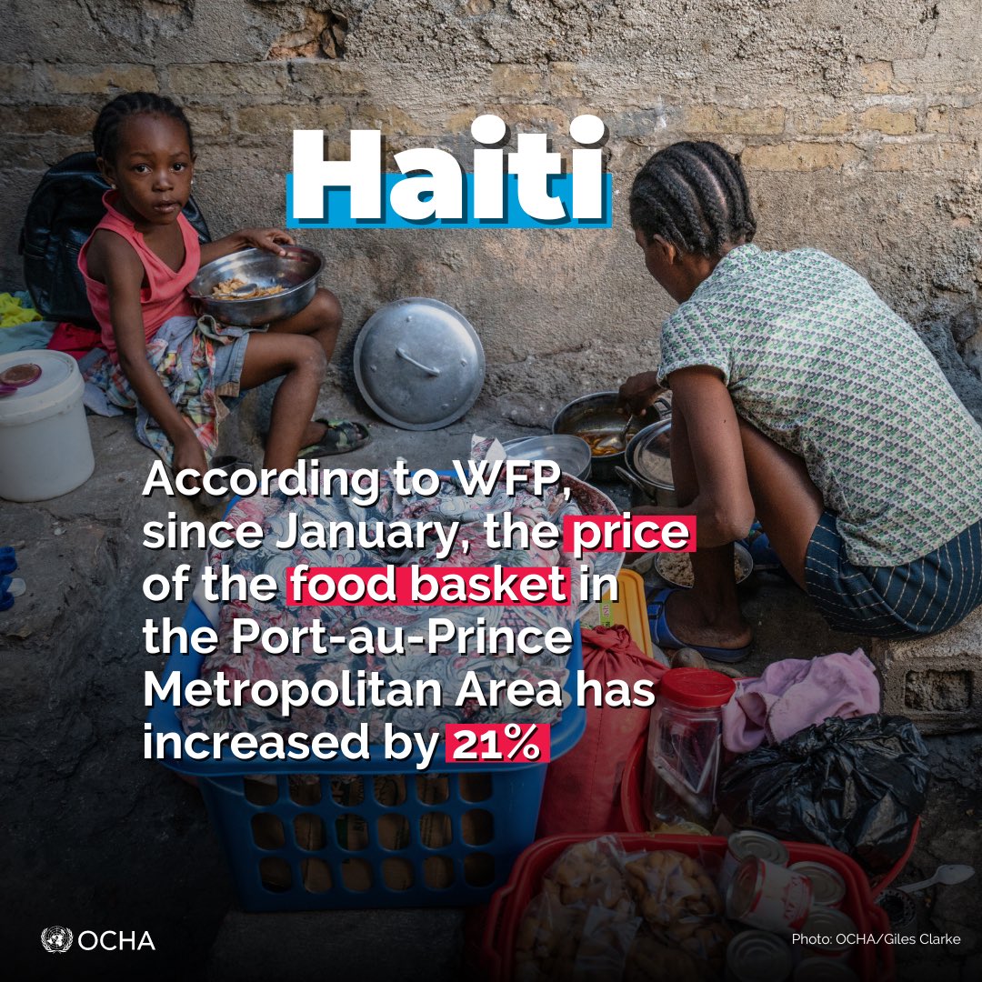 Hunger in Haiti has reached unprecedented levels. Almost half of the population are now facing acute food insecurity. The @UN’s humanitarian response plan for the country is only 15.2% funded. The global community must not forget the people of Haiti. unocha.org/haiti