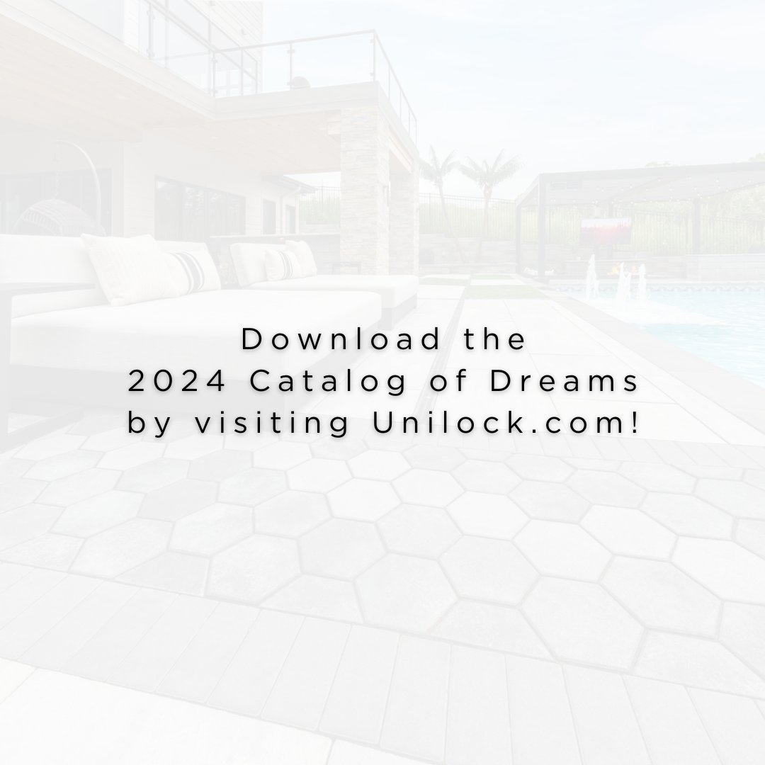 Would you choose #Hex pavers for your backyard project? 🤩    This unique setting is a daring combination of paver color tones, shapes and sizes. You can't go wrong! 💯 Browse our 2024 catalog and get inspired.    👉 bit.ly/3qntLhQ #Unilock #hexpavers #catalog2024