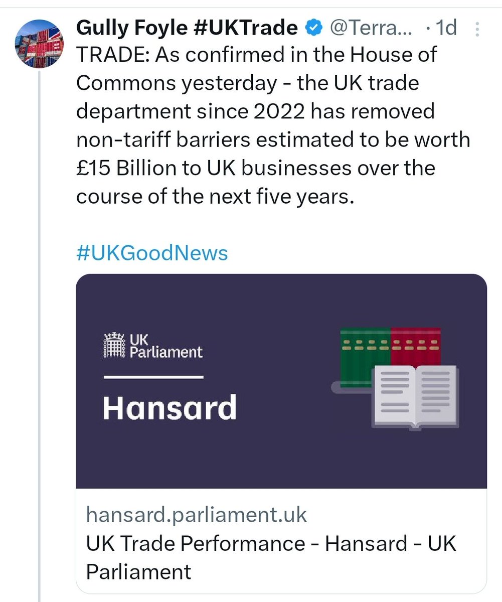 £3bn annual Brexit boost then. But we've a £2.9bn cost on our slowly implemented Brexit import burdens, via ITV report confirmed by trade & customs expert Dr Anna Jerzewska as 'robust.' So, a claimed Brexit benefit is virtually wiped out by just one Brexit negative. Short 🧵