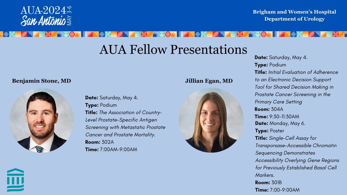 Wishing our SUO fellows, @egan_jillian26 and @benvstone, good luck as they present at #AUA2024 today and Monday!