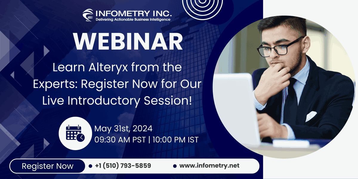 📢 Webinar Alert! 📢  Master Alteryx in 30 Min - Register Now (Limited Spots)!

Register now - infometry.net/resources/webi…
.
.
.
#AlteryxWebinar #DataAnalysis #FreeWebinar #Alteryx #DataExploration #AutomateYourWork #LearnFromExperts #QandA #Techwebinar #Infometry