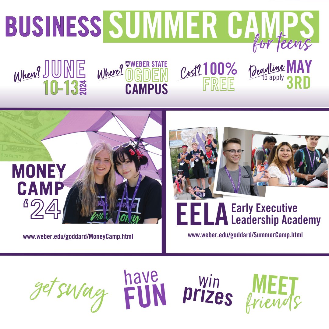 Next Friday is the LAST DAY to apply for our summer camps!! Don't miss this opportunity! 
forms.gle/w1jmv3gLCsNUvX…
forms.gle/LTvd9vVtYzQNgD…
#weberbiz #utahteens #utahentrepreneurs