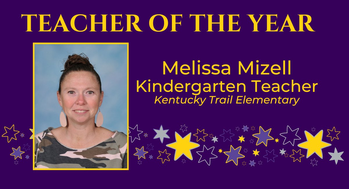At today's service recognition celebration, we honored our retirees, employees for their years of service to the district and our yearly award recipients. Congrats to Melissa Mizell for earning our Teacher of the Year award. Melissa is a kindergarten teacher at Kentucky Trail.