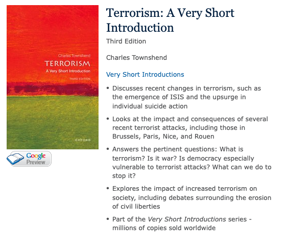 Looolll this is a university text book from OXFORD UNIVERSITY PRESS the students probably have been assigned for a poli-sci class. This is not a 'How to do terrorism' manual. Embarrassing even by NYPD standards.