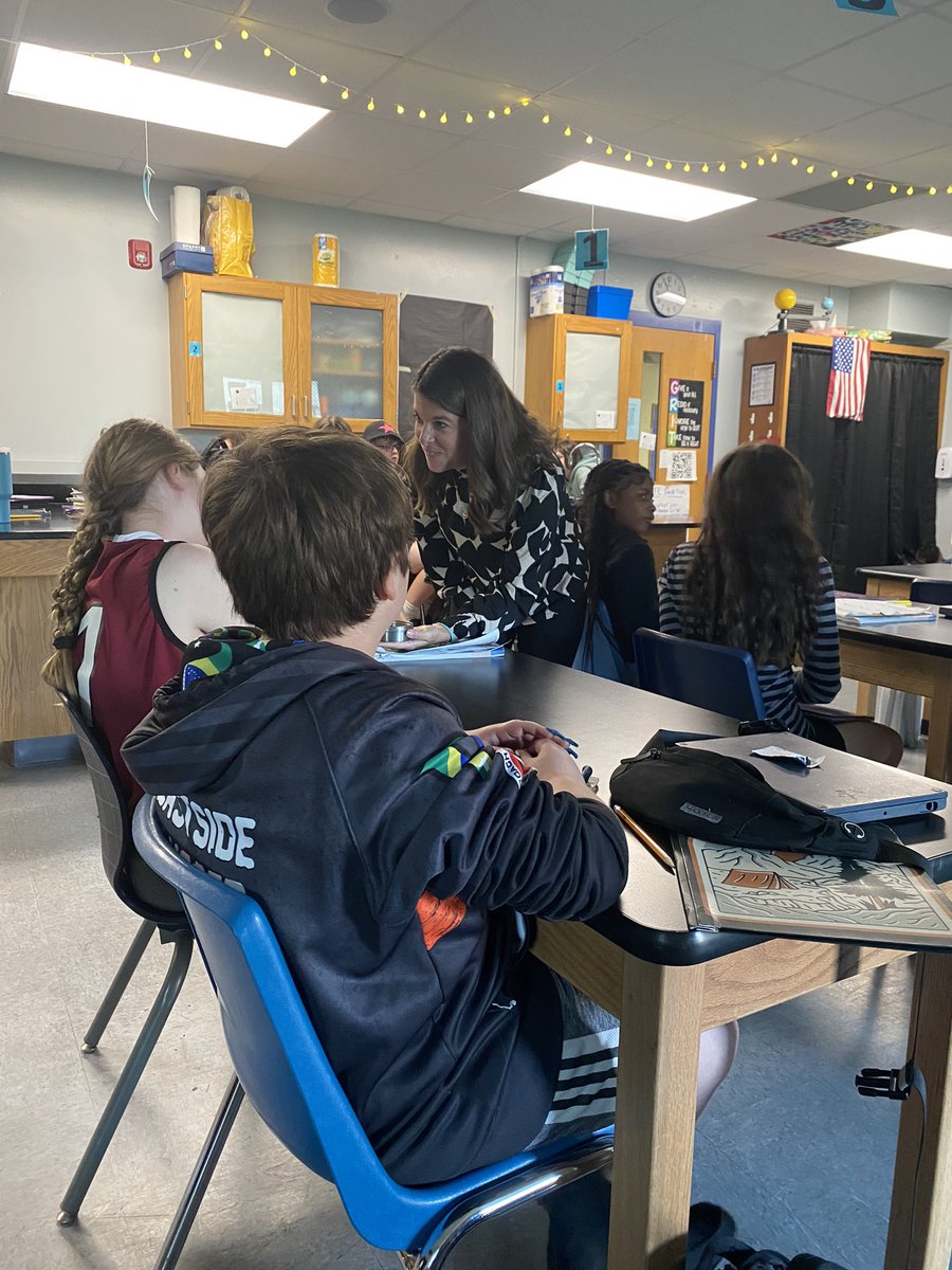 It was great watching @AmyKAbell connect with these sixth graders this week. Who knew that students can learn so much from “huddle” time.