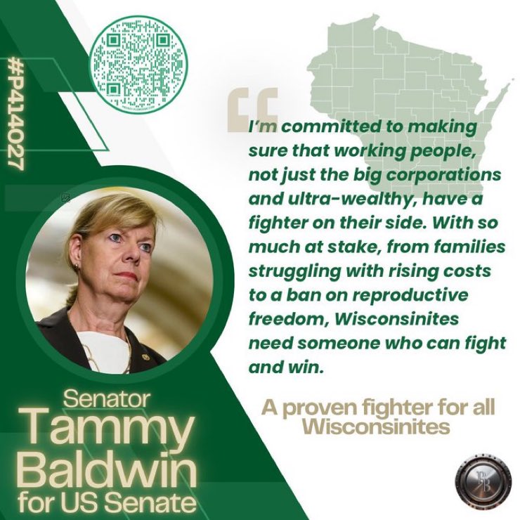 Vote for Tammy Baldwin. @SenBaldwinGSPP She actually lives in Wisconsin vs her Republican opponent. Want someone who’s been in the trenches with you? Then vote for Baldwin. Republicans are conning you! AGAIN! #FreshVotesBlue #Allied4Dems #DemsUnited #wtpBLUE