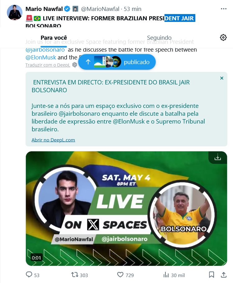 LIVE NO SPACE COM JAIR BOLSONARO E ELON MUSK #DIREITAforteUNIDA🇧🇷 @MarcelodeMarco2 @veramariams @LeilaLicio @Detinhabr @mmjc93 @cidaqueiro @AllexSan6 @regianeepseg @MarcosS63926402 @REJLYR @JoacirBruno @luiz_bau @rosejkp @SdvCarnota @Marcos_11_66 @RomeroNunes0308 @acbouco