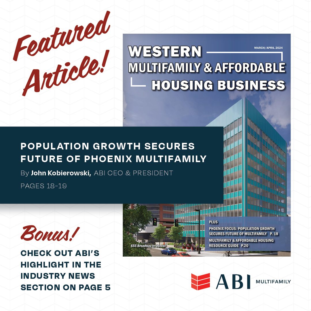 Check out this article written by ABI’s President/CEO, John Kobierowski, explaining population growth and multifamily sales in Phoenix (pages 18-19).
Also, don't miss the 'Industry News' spotlight for ABI's recent $2.1 million sale (page 5)

tinyurl.com/yndpbn74

#realestate