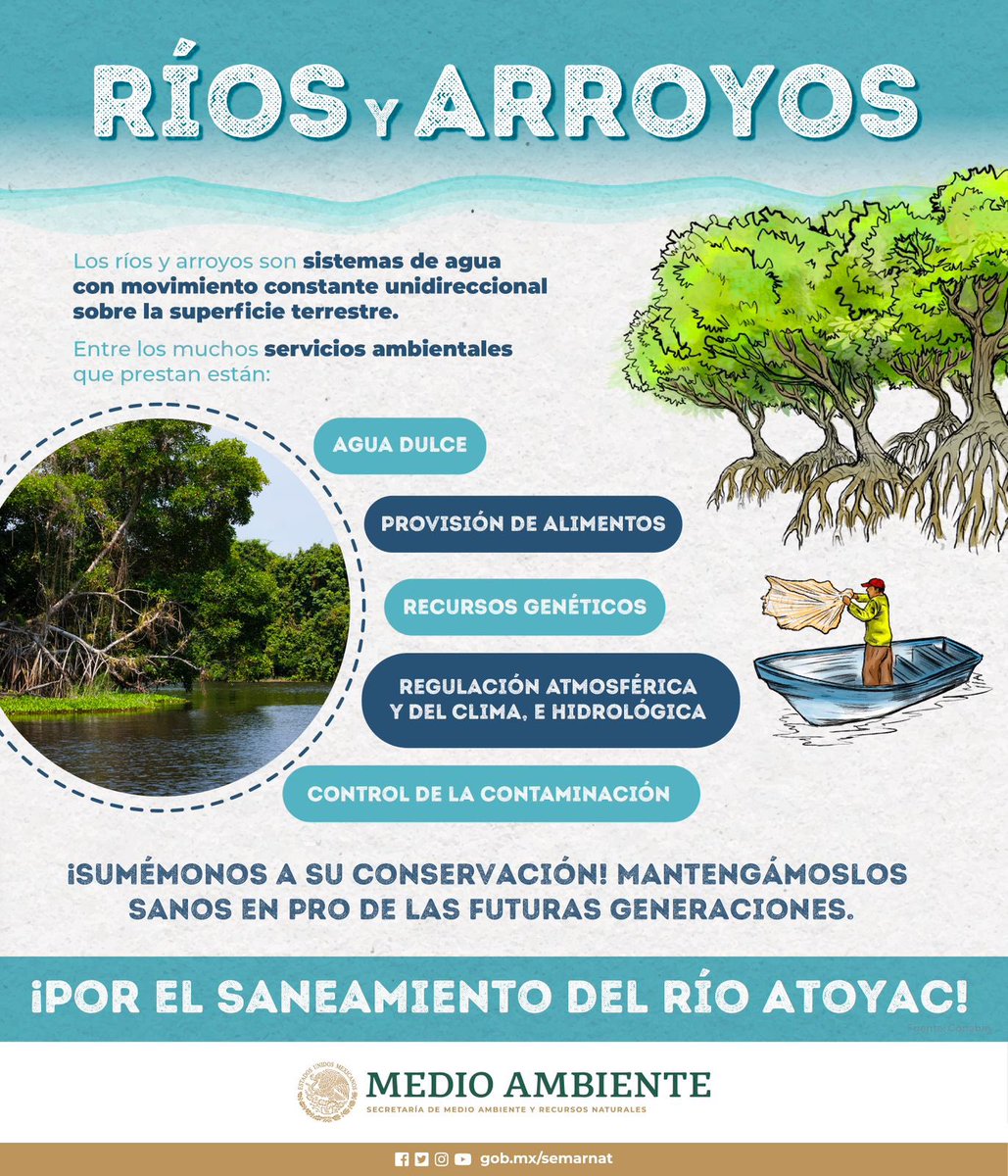 Sumémonos a la conservación de los ríos y arroyos de México. 💧💧💧 Mantengámoslos sanos en pro de las futuras generaciones.🌎🍃💦