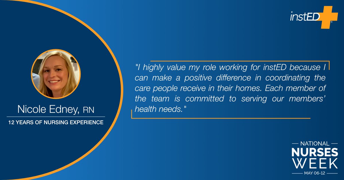 instEDLLC's tweet photo. As instED celebrates #NursesWeek, we are spotlighting another one of our nurses; Nicole Edney.
Nicole has 12 years of experience in the ER and in L&amp;D, and values having a positive impact on members.
Visit https://t.co/V0no8kk0pn to learn how Nicole and the team care for members. https://t.co/dKpZDcXM8r