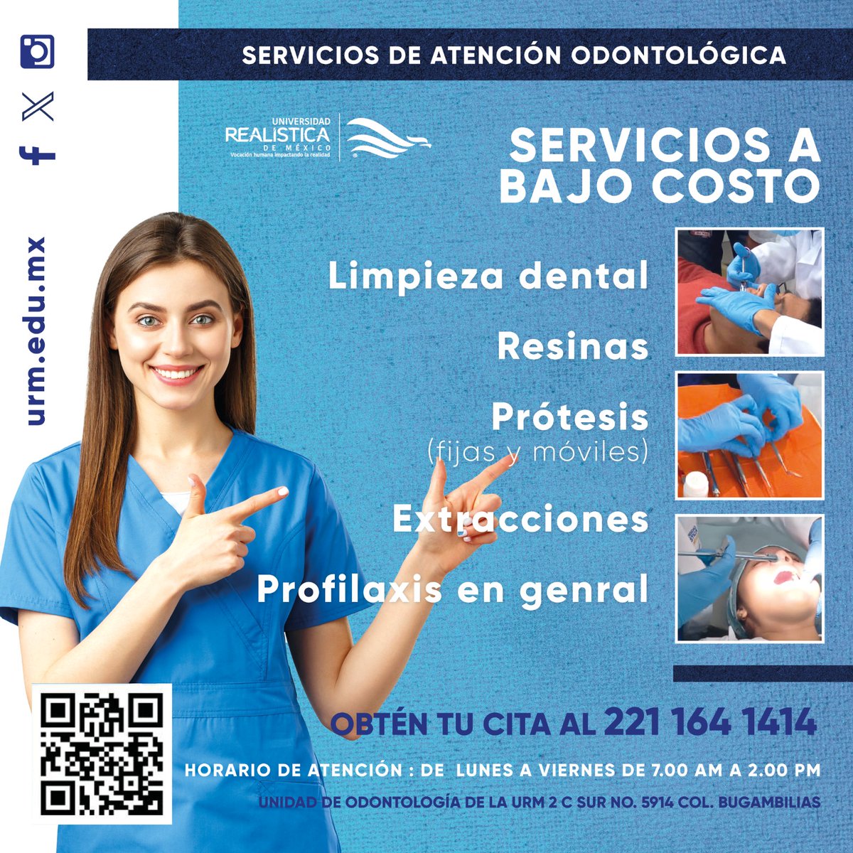 UniversidadURM's tweet photo. Nuestra #ComunidadReal pone a disposición sus servicios de atención odontológica para niños y adultos. ¡Recuerda que tu salud bucal es importante! Solicita una cita a través de nuestro WhatsApp: 2211641414

#URM #SaludBucal #Salud #Puebla #Dentista #Odontología https://t.co/uXZfVjIsVf
