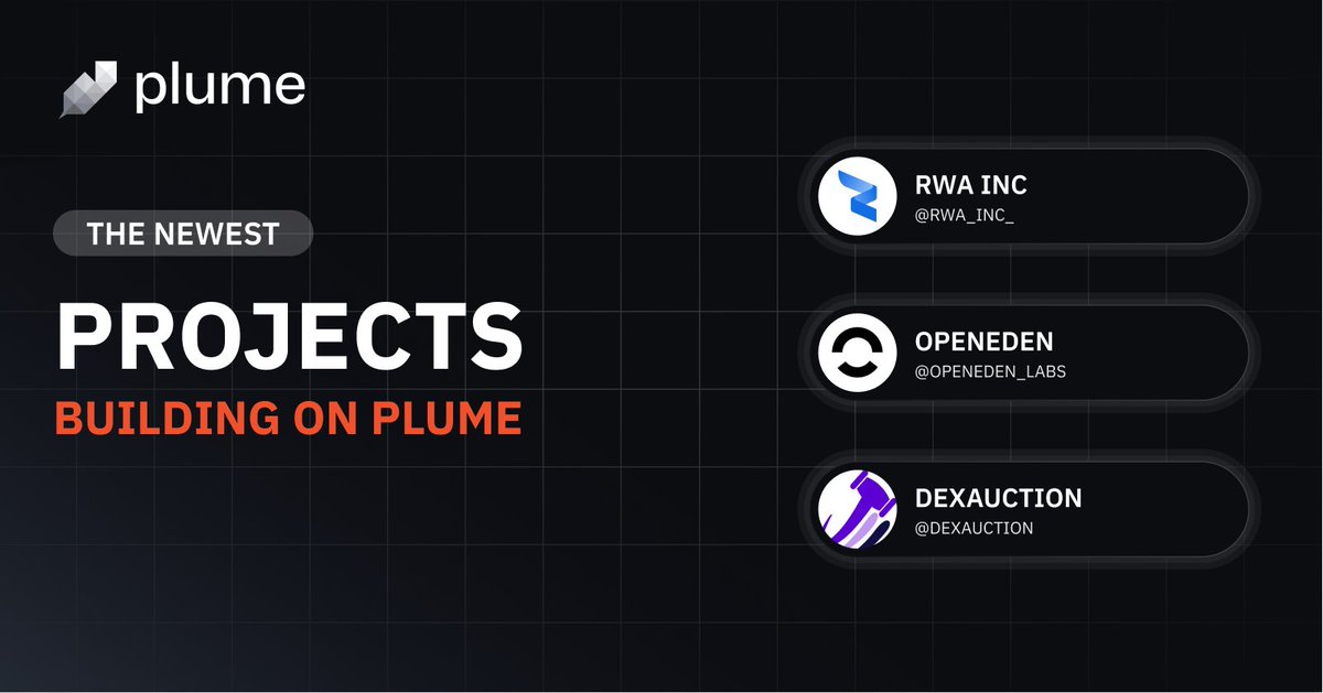 Plume continues to grow and welcomes three new projects this week to the Plume Goon family 🔥 🪶 @RWA_Inc_ 🪶 @OpenEden_Labs 🪶 @dexauction Read more in our latest article 👇 medium.com/@plumenetwork/…