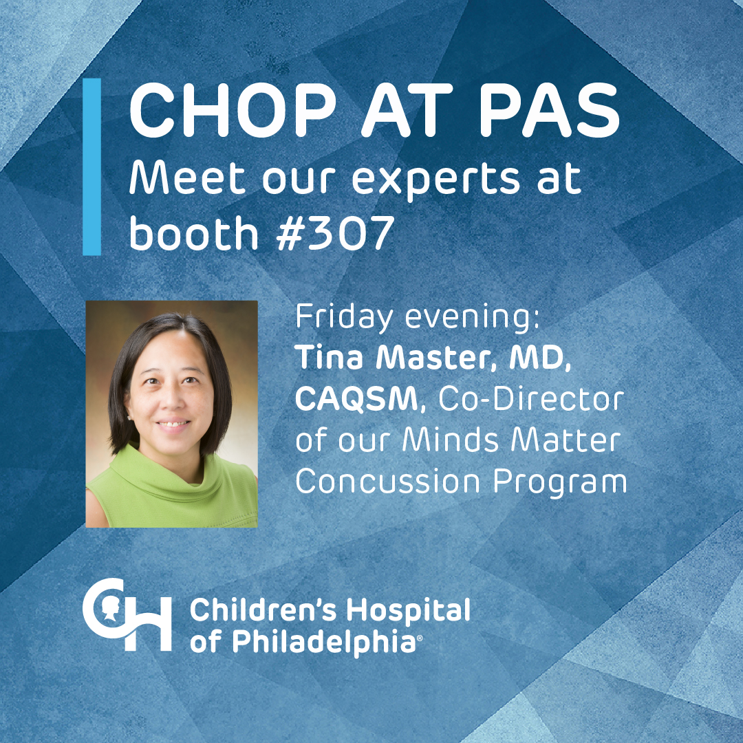 At #PAS2024? Visit our booth this evening to meet and chat with Dr. Tina Master, co-director of our Minds Matter Concussion Program. See more here: ms.spr.ly/6013YuPtL