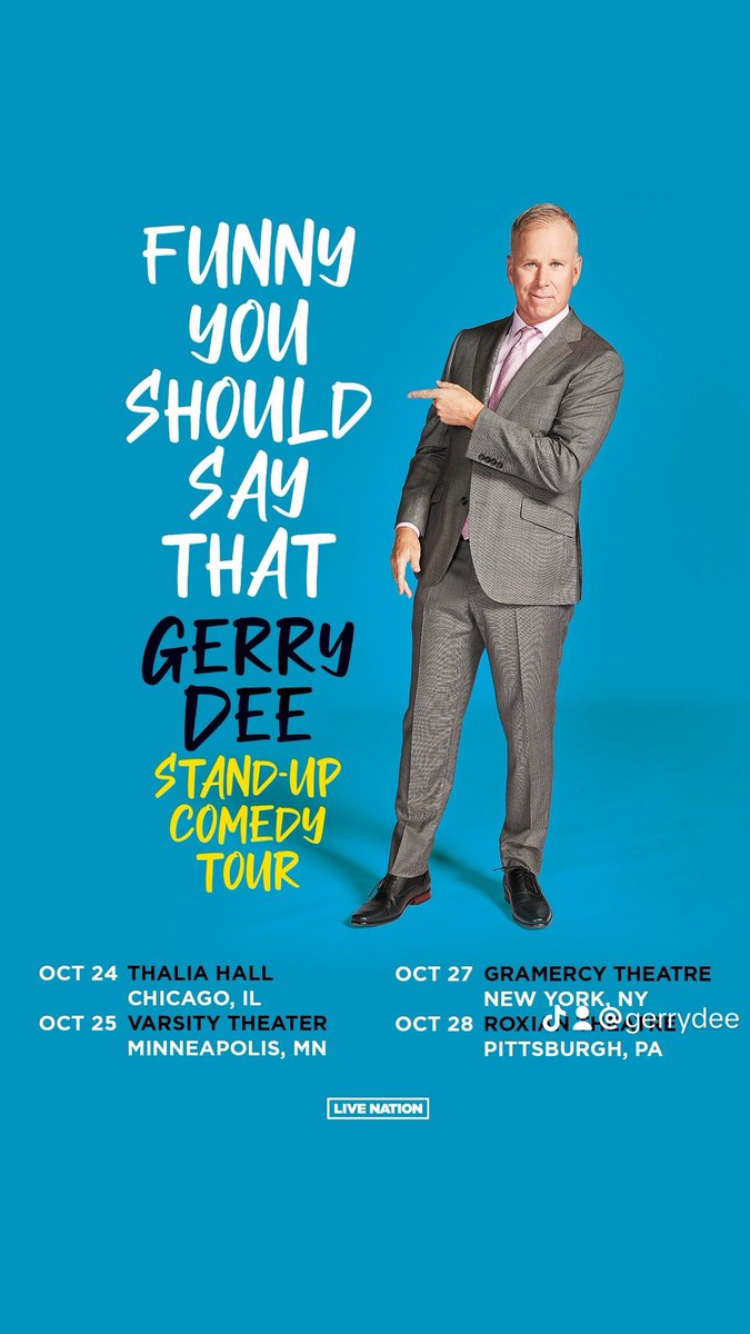 I’m coming to America. #NewYork #Chicago #Minneapolis #Pittsburgh Tickets on sale MONDAY at 10 am. Get them at gerrydee.com