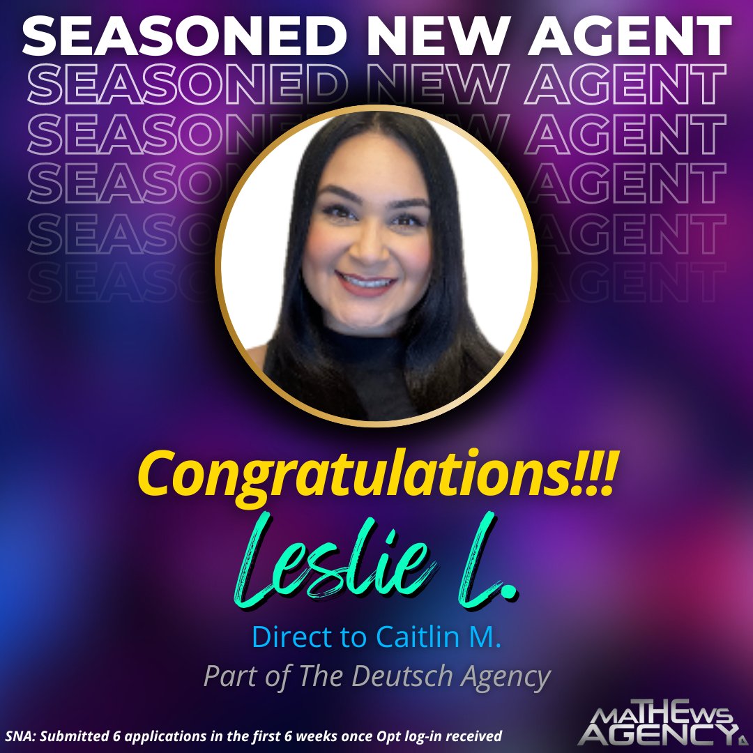 💥 Congratulations to our SEASONED NEW AGENT, Leslie L.! 🥳🤩 Woohoo! 🙌 Keep helping those families, Leslie! 💪 Amazing job!

#TheMathewsAgency #SFGLife #QuilityInsurance #InsuranceAgents #NewAgentSuccess #AchievementUnlocked #MakingADifference