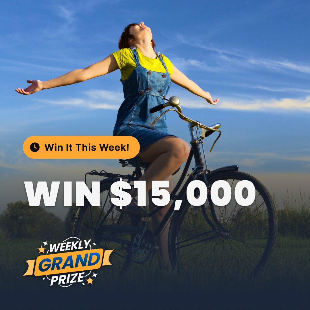 When’s the last time you felt totally free? Win the $15,000 grand prize this week and you’ll enjoy some financial freedom to help you live your best life. Ready? Let’s get it: bit.ly/44u6f4Q