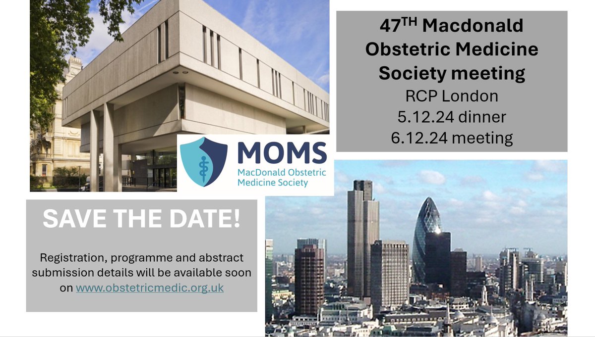 🚨SAVE THE DATE! 🚨

🗒️ The 47th annual meeting of the Macdonald Obstetric Medicine Society 

📅 6th December 2024

🌍  Royal College of Physicians, London

🍴🍷🍸💃🕺 The night before!

Registration to open soon - watch this space, &amp; obstetricmedic.org.uk