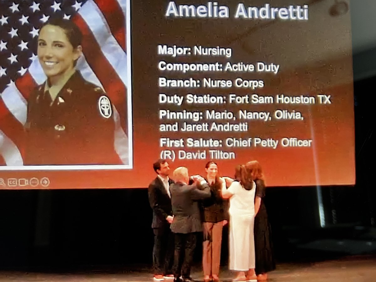 Receiving her new rank today, Lieutenant Amelia Andretti, daughter of my late nephew John Andretti & granddaughter of my late brother Aldo. She received her new rank in a pinning ceremony... and with pride and emotion, I did the pinning in place of John & Aldo @AmeliaAndretti
