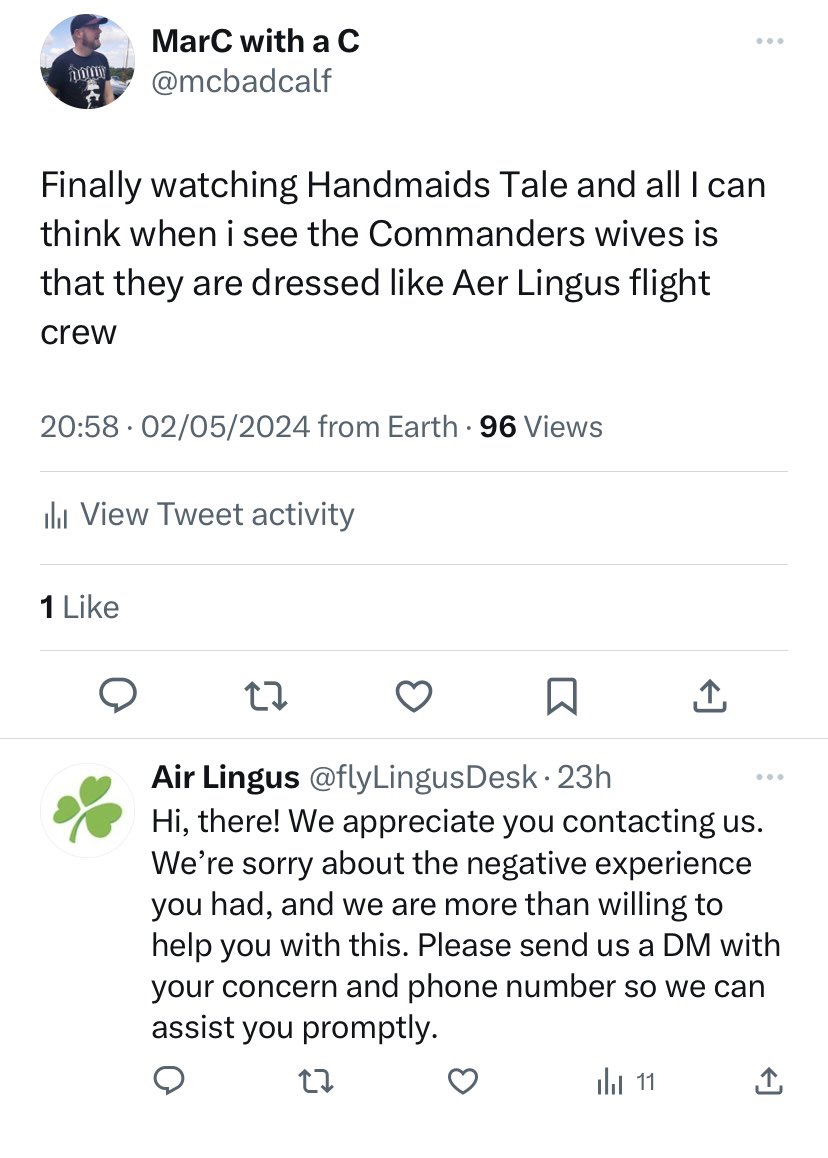 Calm down Aer Lingus chat bot😂😂