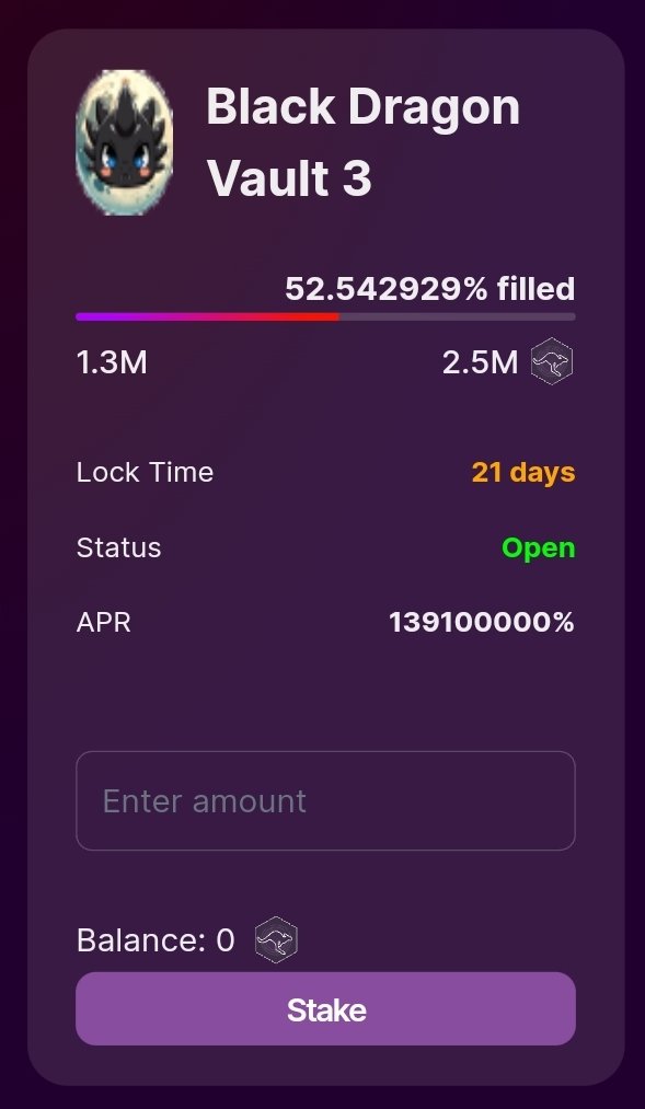 The BLACKDRAGON airdrop still runs lives on the @JumpDeFi App through the vault.. it was actually 3 vaults, 2 are already filled up🔥🐳.while the third vault is more than ½ filled, which promises a huge  APR.. You are very early Dont miss the chance..🦘🐉💰. Jump is now.