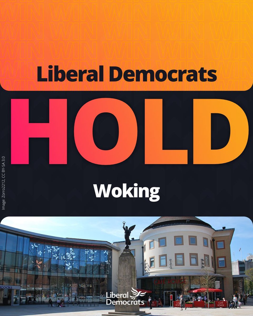 The Conservatives are now extinct in Woking 🦖🦕... there are no Conservative councillors left. Liberal Democrats gained 4 councillors and now hold 24 of the 29 seats on the council. #LocalElections2024