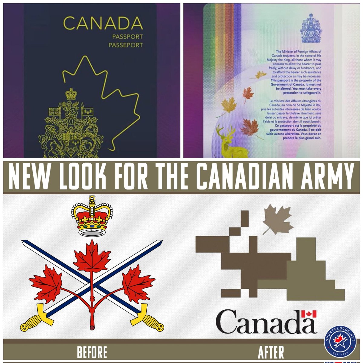 First they ruined our passports with the PRIDE rainbow And now they have changed our military logo into some weird MINECRAFT nonsense Everything the Trudeau government touches turns to sh*t